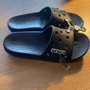 Brand new black croc slides!!